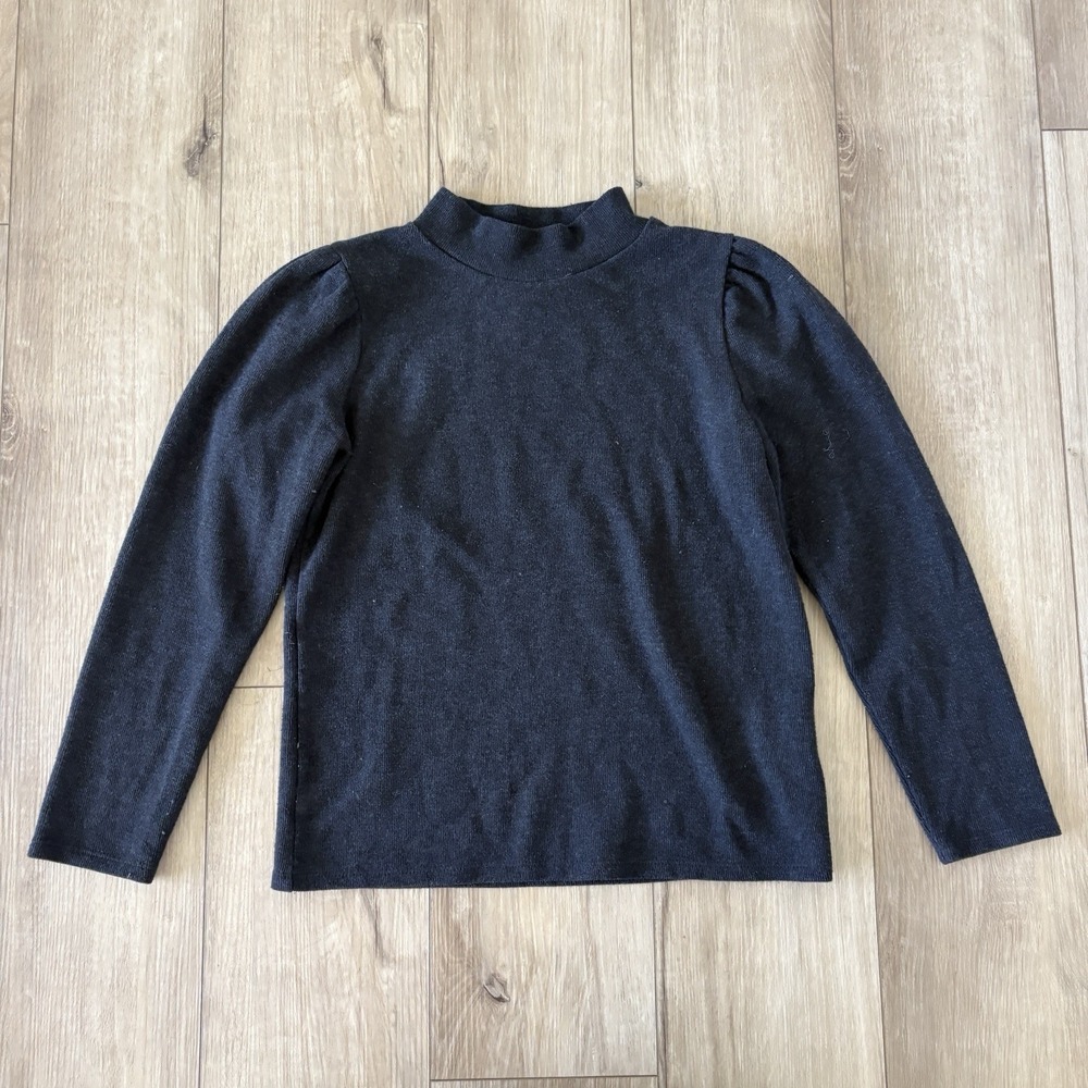 Madewell Women's (Re)sourced Plush Mockneck PuffSleeve Top Small‎ Nb512 Gray